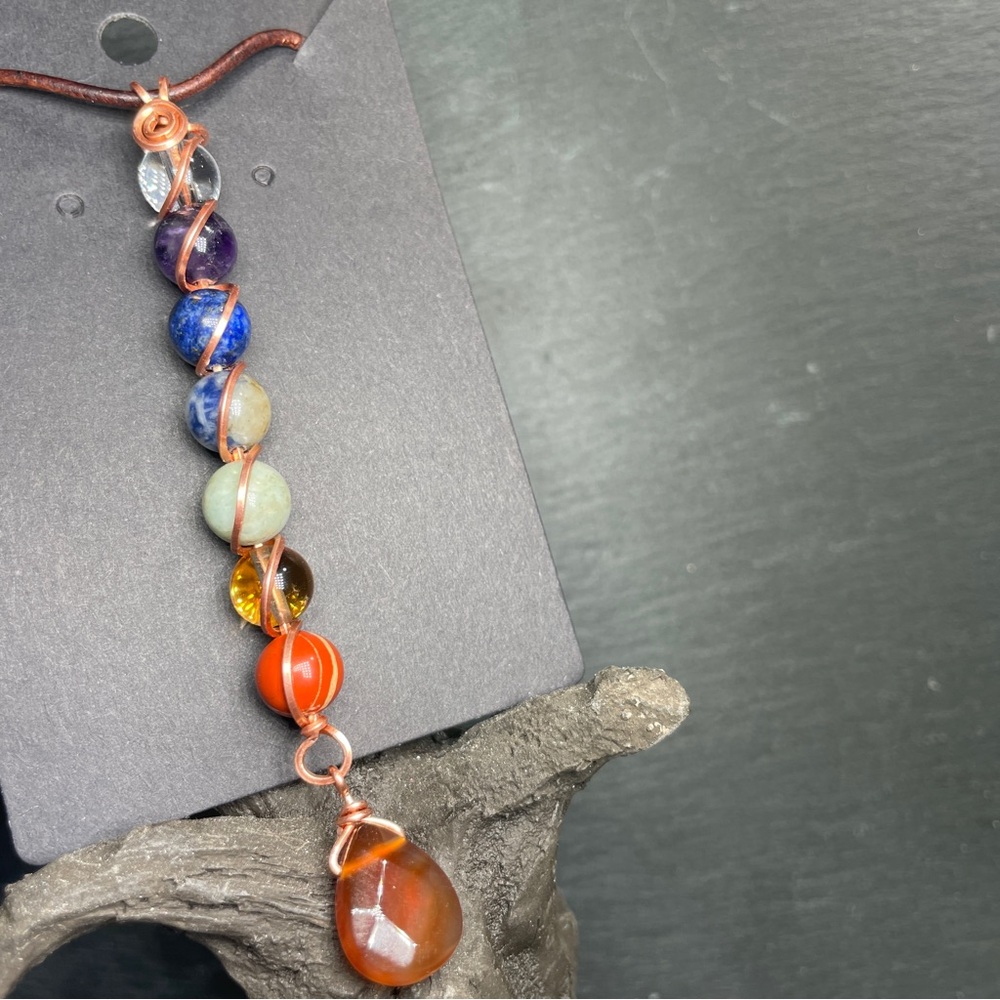 Gemstone Pendant Necklace With Carnelian Focal Boho Artisan Jewelry - Picture 5 of 12